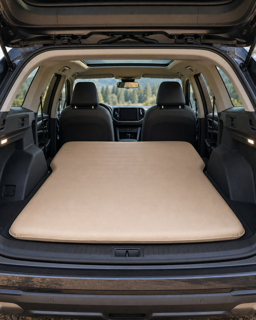 SUV self-inflating vehicle mattress inside car