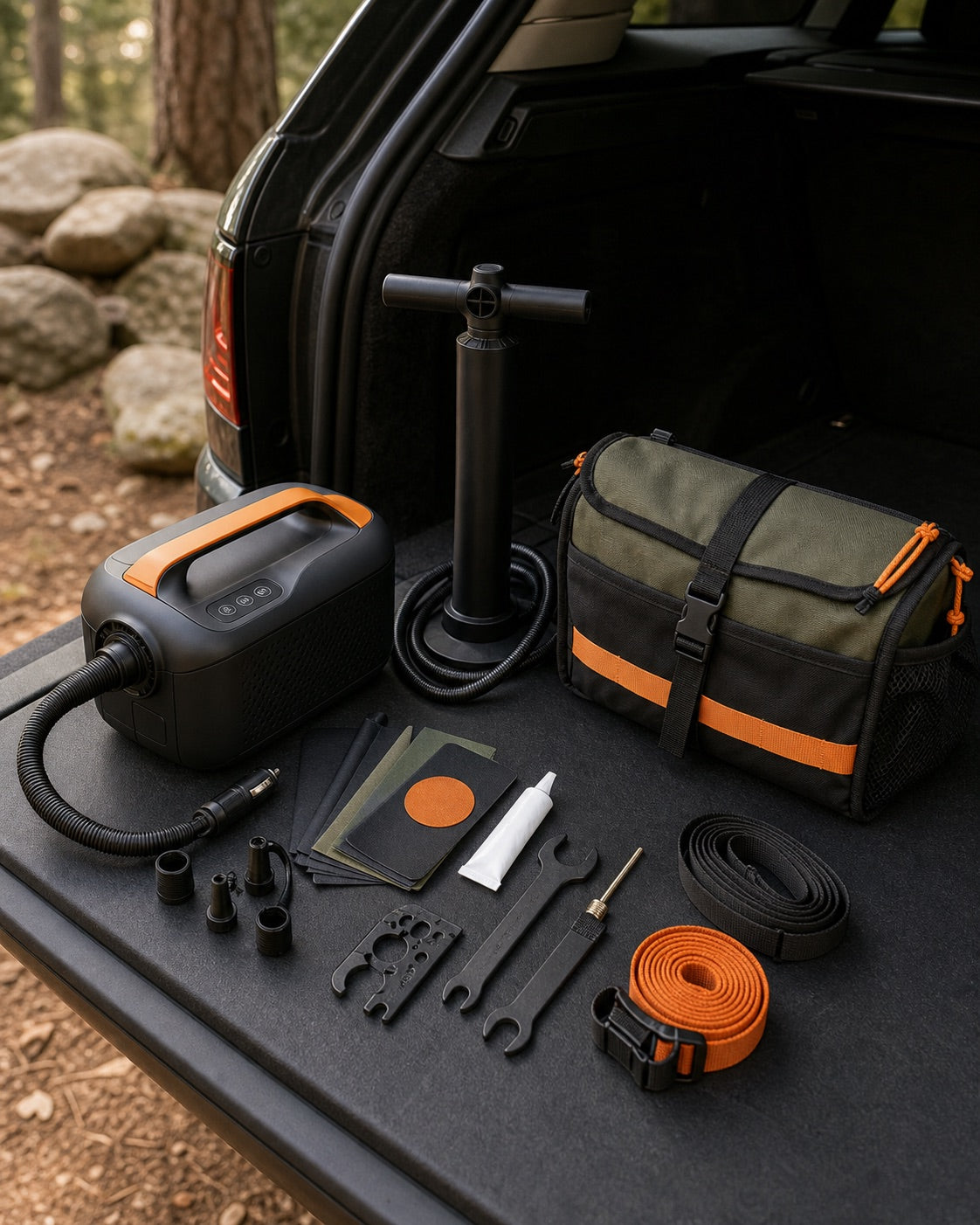 Portable pumps and organized repair tools